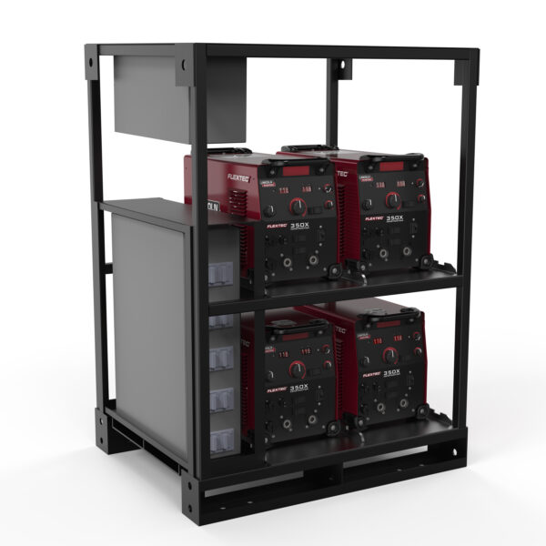 Rack Pack RP4 Welding Rack Rear View – Integrated Power Distribution Panel